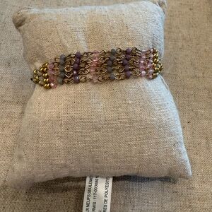 Elegant Gold and Purple Beaded Bracelet